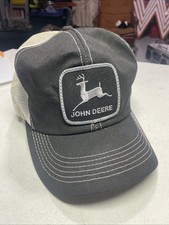 Vintage John Deere Patch Black Trucker Snapback Hat Cap Mesh K-Products