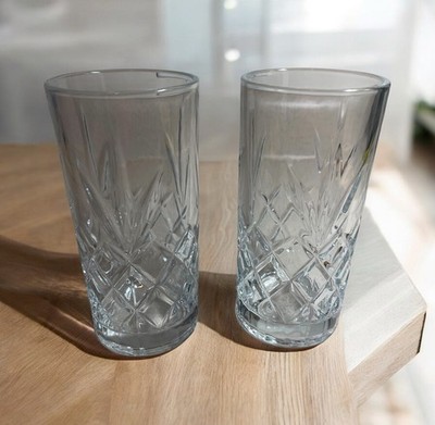 2 Golinger Dublin Highball Tumblr Cut Crystal 12oz 