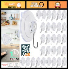 30 Pack Suction Cup Hooks - Transparent PVC, Removable  Reusable for Windows, M