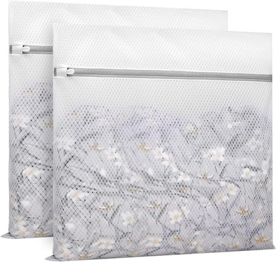 2Pcs Durable Diamond Mesh Laundry Bags for Delicates 24 x 24 Inches (2 XX-Large)