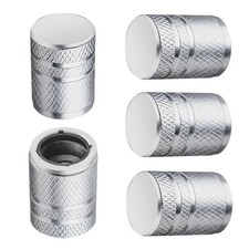 Tire Valve Stem Caps - 5 Pack Metal Air Caps with Plastic No Pattern Silver