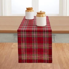 Linen Christmas Table Runner 72 Inches Long - 100% Pure 14 x 72 Inch Red Plaid