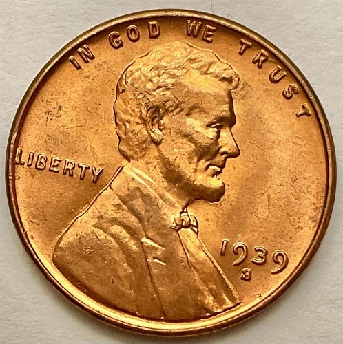 1939-S  Uncirculated BU Red RD - Lincoln Wheat Cent  ~ B747