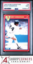 1989 SCORE SUPERSTARS #45 RICKEY HENDERSON YANKEES HOF PSA 9