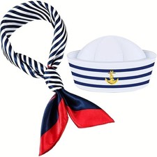 Dressing Up Sailor Ship Cap Boat Costume Scarf Sailor Hat Costume Accessory