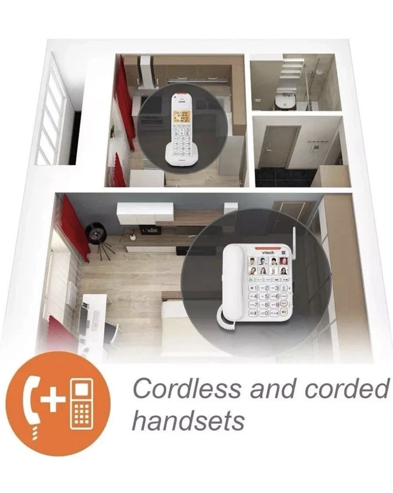 Sistema de respuesta inalámbrico/cable amplificado VTech SN5147 Big Buttons & Display™ Foto 2 de 4