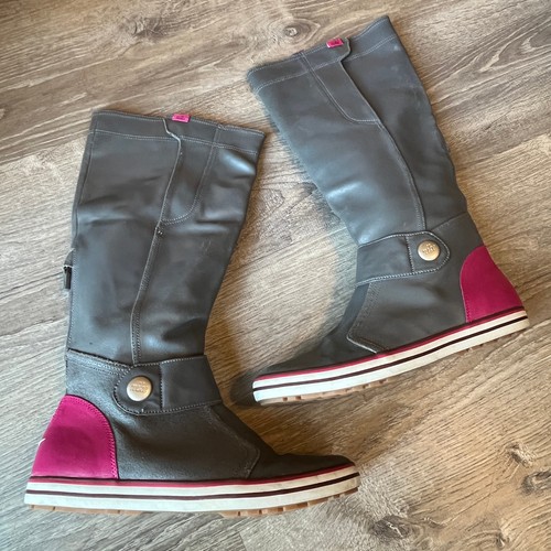 Nike hohe Leder Sneaker Stiefel grau rosa Damen 7 UK 4,5 EU 38 - Bild 2 von 11