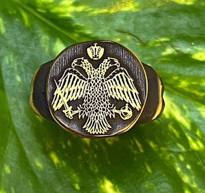 Double-headed eagle roman Seal Ring Bronze Ancient Vintage Antique Look Spqr