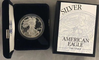 #ad 2000 P American Silver Eagle Proof Dollar Coin 1oz .999 Fine Silver OGP amp; COA $59.99