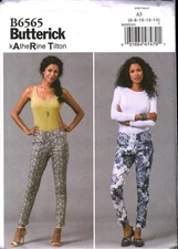 6565 UNCUT Butterick Sewing Pattern Misses Close Fitting Pull on Pants Tilton