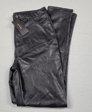 Women's Shinestar Vegan Faux Leather Skinny Pants Black Size XL