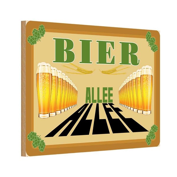 Holzschild 12X18 Cm Alkohol Bier Allee Essen Trinken Deko Geschenk Holz Schild-image