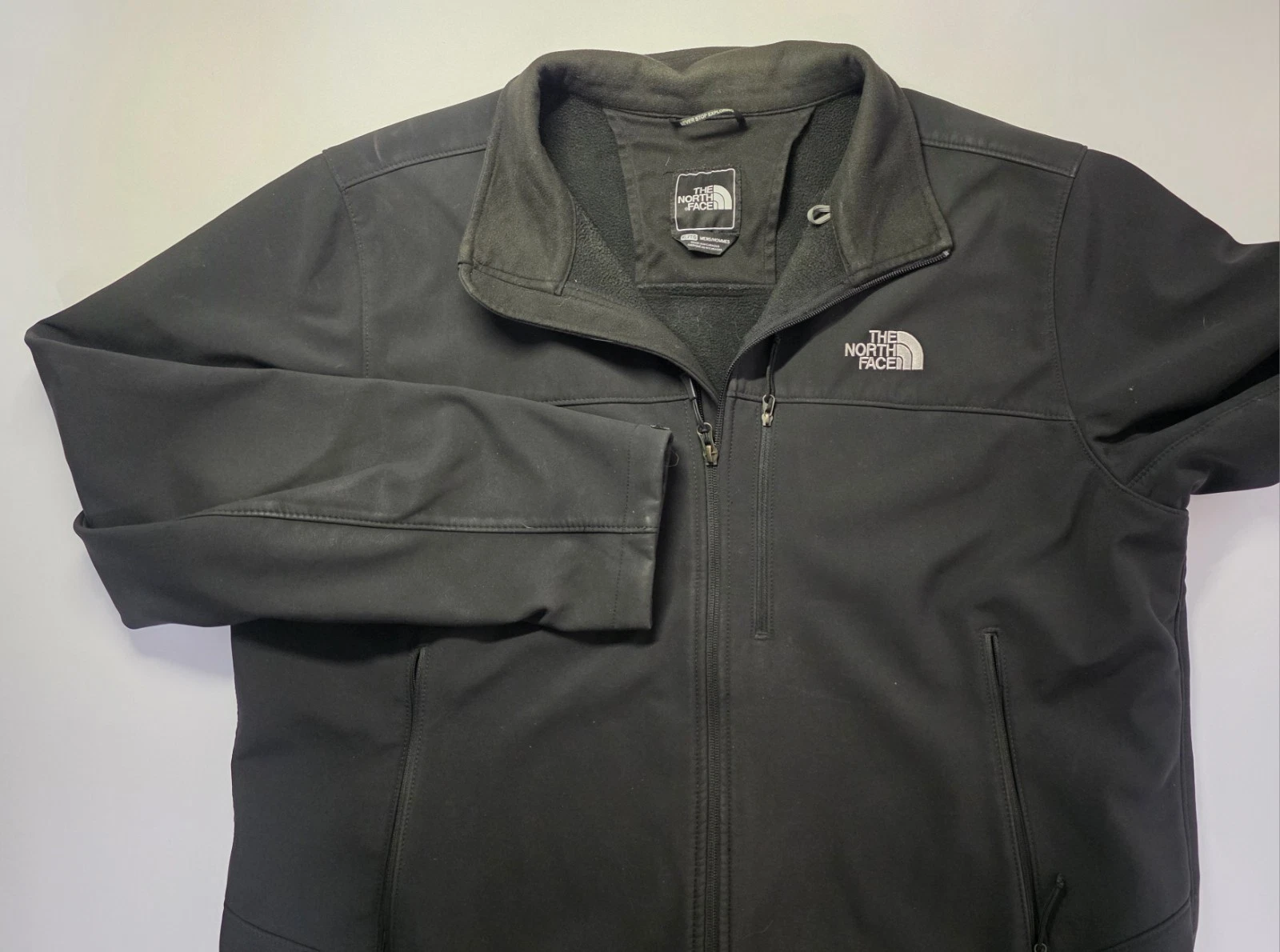 The North Face Mens XL Apex Bionic Jacket Soft Shell Full Zip Pockets Black