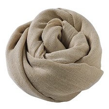 Womens Fashion Long Scarf Linen-Cotton Pure Color Large Soft Scarves Khaki