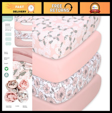 Organic Baby Bassinet Sheets 4-Pack - Soft Jersey Cotton Fitted Covers, Oval R