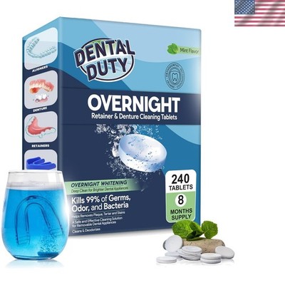 Effortless Oral Hygiene: 240 Overnight Tablets for Dentures, Retainers & Guards
