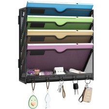 Hanging Wall File Organizer 5-Tier Wall Mount Mail Organizer  Desk Paper Org...