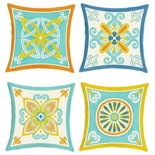 Boho Mandala Flower Throw Pillow Covers 18x18 Inch Set of 4 Mediterranean Mor...