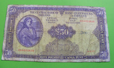 Irish 1977 50 Pound Note Old Ireland Fifty Banknote Lady Lavery