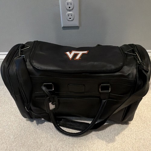 Virginia Tech Black Leather Travel Bag 