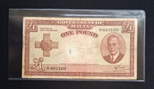 GOVERNMENT OF MALTA  1 POUND BANKNOTE 1951.