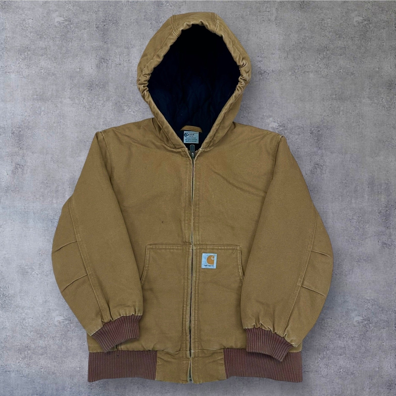 Vintage Y2K Carhartt Brown Hooded Work Jacket Youth Style