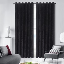 Image of Luxury Crushed Velvet Curtains Pair Fully Lined Eyelet Ring Top Ready Made
