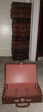 1- Vintage Storage Carrying Case Holds 24 Audio Cassette Tapes Faux Tan Leather