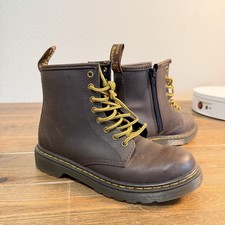 Dr. Martens 1460 J Boots Youth Kids Size 2 Brown Boots w/ Zipper