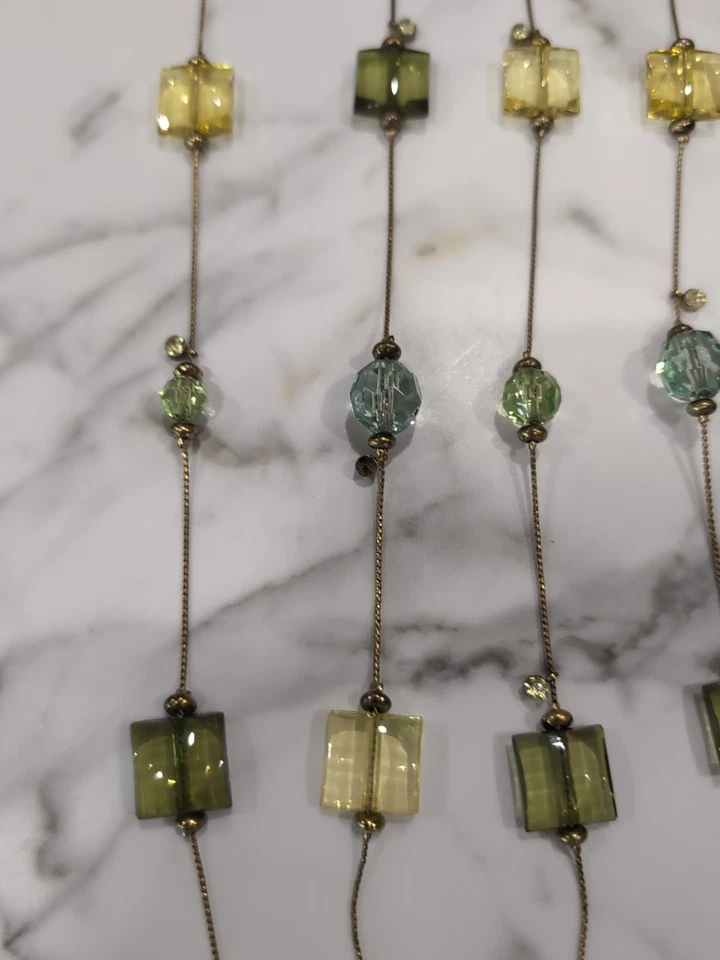 Collar Colgante Retro Vidrio Camaleón Aqua Lima Amarillo 33 Pulgadas En Total Foto 2 de 4