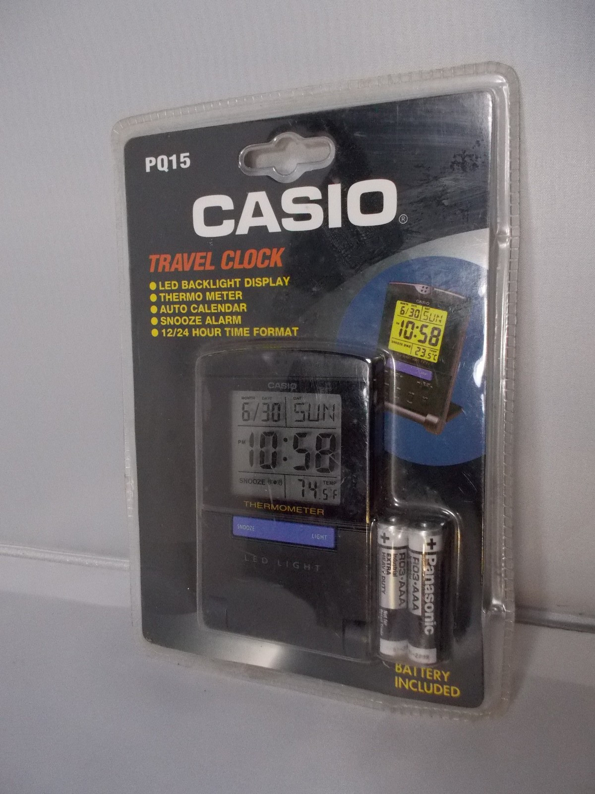 NOS Casio Travel Clock PQ15 DQ-750 Temperature LED Sealed Fr