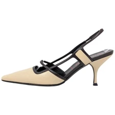 Miu Miu Beige Brown Slingback Heels Size 36.5 US 6.5