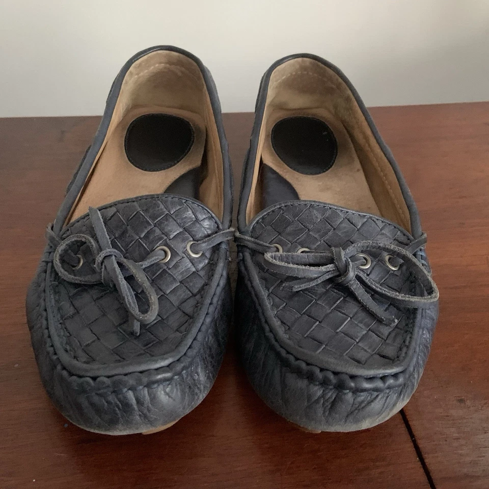 Mocasines de cuero tejido Frye Reagan talla 7M para mujer azul marino índigo Foto 2 de 4