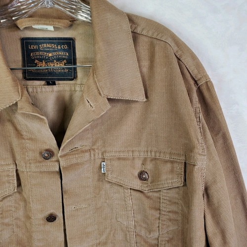 Vtg 90s Levi's Corduroy Trucker Jacket Men Large Tan USA White Tab 70500-1440 - Picture 2 of 14
