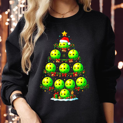Pickleball Weihnachten Sweatshirt Pickle Ball Spieler Weihnachtsbaum lustiger Pullover S-5329