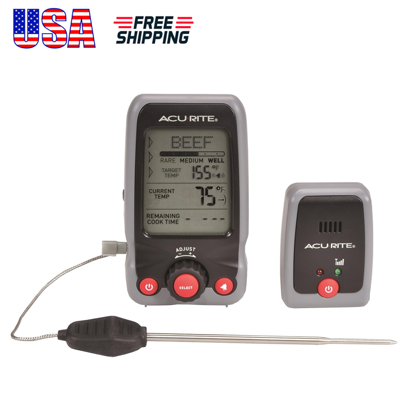 Digital Meat Thermometer & Timer Instant Readout W/ Pager Stainless Steel NEW-image