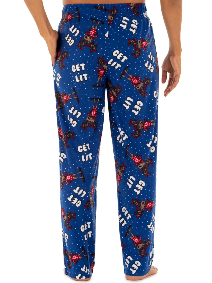 Pantalones de pijama para dormir de lana de reno Fruit of the Loom Get Lit para hombre M-5XL Foto 3 de 4