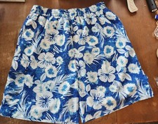 Islander Men's Hawaiian blue shorts Swim Trunks Size Large pockets 9 inch inseam