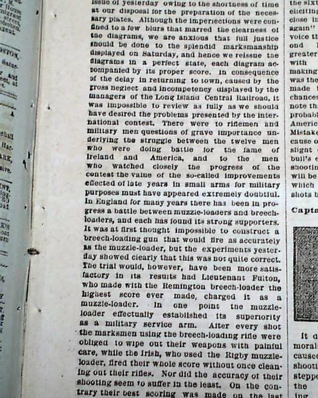 1874 CREEDMOOR RIFLE MATCH w/ Target Results Graphics Prints Old NYC