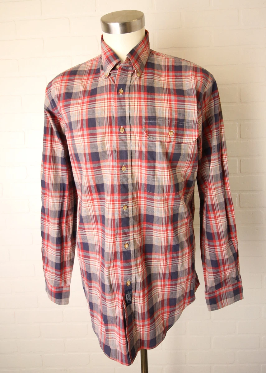 Vintage Allen Solly Red Plaid Waverly Cloth Long Sleeve Button Down Shirt L