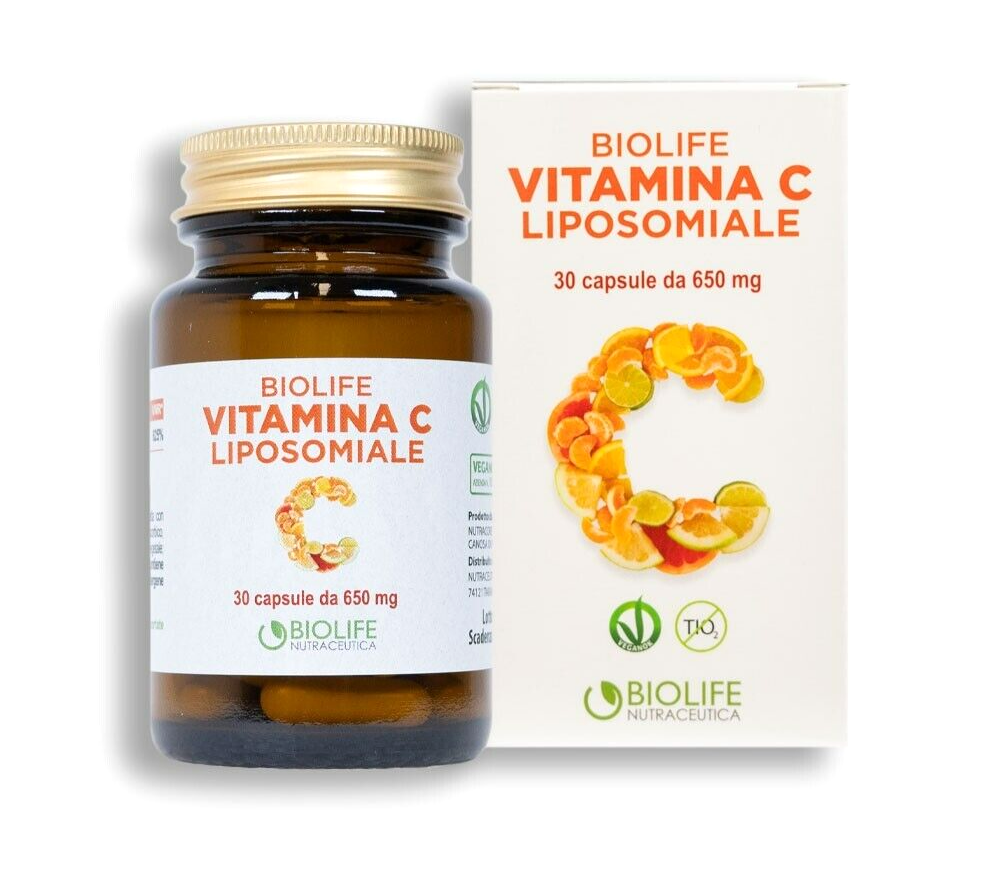 Vitamina C liposomiale Integratore 30 capsule 650 mg Difese Immunitarie Vegano