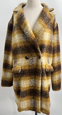 Vigoss Women's Long Sleeve Double Breasted Multi Color Plaid Coat Size Medium