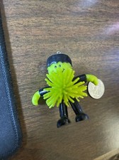 Green Koosh Ball Figure PVC Keyring Keychain Small Mini Rare Vintage