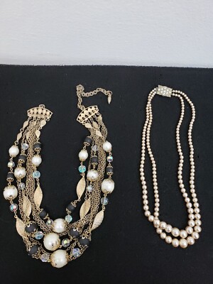 Vintage Lot Of 2 Broken Necklaces Need Repairs