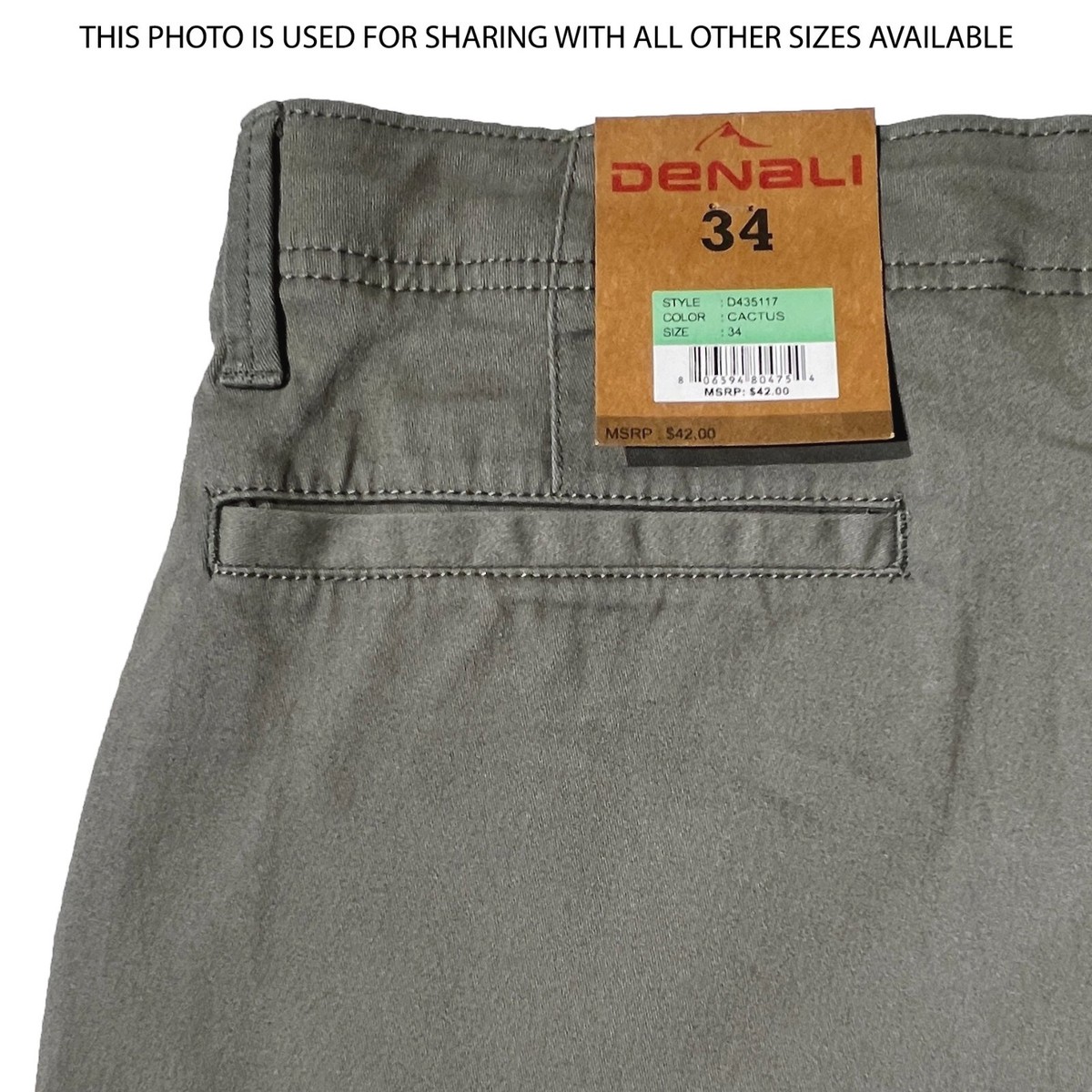 DENALI Men's Stretch Waist Band Flat Front Stretch Shorts D435117 Cactus  Green