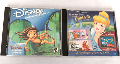 LOT 2 Tarzan Disney Activity Center & Cinderella Friends Activity Fun PC CD-Rom
