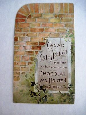Charming Victorian Trade Card for ''Chocolat Van Houten'' w/ Boy Climbing Wall *