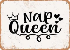 METAL SIGN - Nap Queen - 3 - Vintage Look Sign