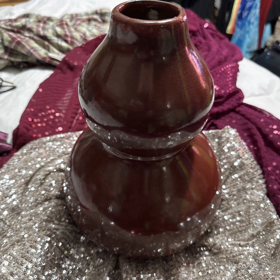 ANTIGUO JARRÓN CHINO DE PORCELANA SANGRE DE BUEY ROJO SANG DE BOEUF DOBLE CALABAZA Foto 2 de 4