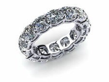 3ct Cushion Simulated Diamond Eternity Anniversary Ring Band White Gold Plated